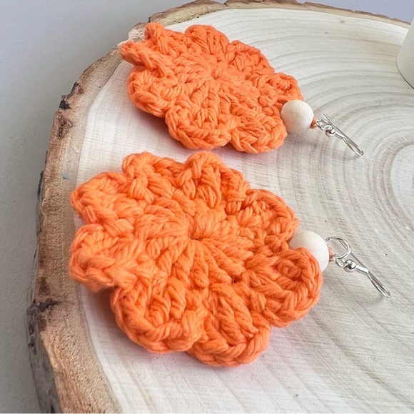 Crochet Beaded Fall Earrings - Picture 3 of 8